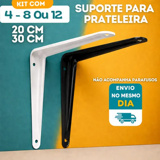 Kit Cantoneiras 20cm 30cm Suporte Para Prateleira Envio Imediato Entrega Rápida