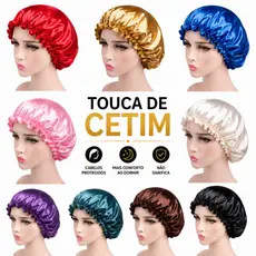 Kit Touca de Cetim Para Dormir Antifrizz Proteção Capilar Cores Aleatórias