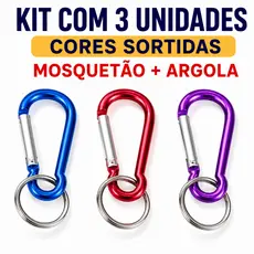 Kit 6 Chaveiros Mosquetão com Trava Cores Sortidas