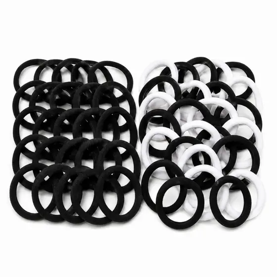 Kit 72 Xuxinhas de Cabelo Elástico Rabicó de Meia Preto ou Preto e Branco