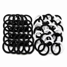 Kit 72 Xuxinhas de Cabelo Elástico Rabicó de Meia Preto ou Preto e Branco