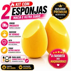 Kit 2 Esponjas De Maquiagem Formato Manga Ultra Macia Acabamento Profissional Sem Marcas