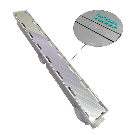 Ralo Linear Oculto 6x50cm Invisível Cola Piso Ou Porcelanato Para Banheiros Ou Áreas Cobertas Com Coletora Sifonada