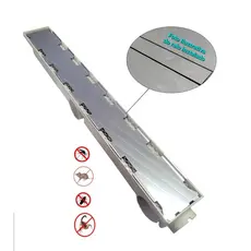 Ralo Linear 6x50cm Invisível Anti Inseto Sifonado Com Base Em Aço Inox Para Colar Piso ou Porcelanato