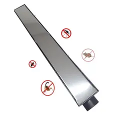 Ralo Linear 6x50cm Sifonado Oculto Preto com Grelha Inox e Tela Anti Insetos