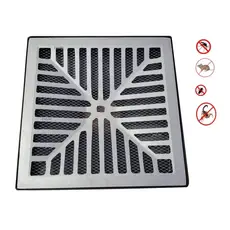 Ralo Anti-insetos 29x29cm Completo Com Grelha Concava Em Alumínio e Caixa Coletora saída Para Baixo