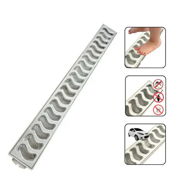 Ralo Linear 6x50cm Sifonado Anti Insetos Com Caixa coletora Smart e Grelha Elite Em Alumínio Escovado