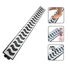 Ralo Linear 6x50cm Sifonado Anti Insetos Para Banheiros Com coletora Preta e Grelha Em Alumínio