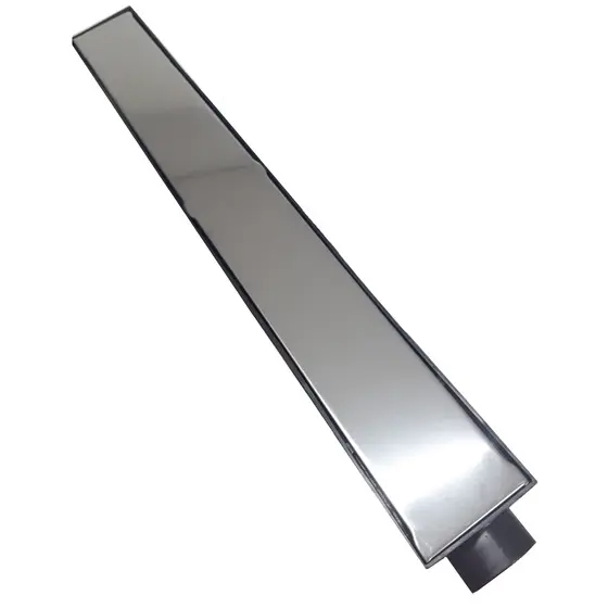 Ralo Linear Sifonado Banheiro 6x50cm Oculto Com Grelha Cega em Aço Inox Polido