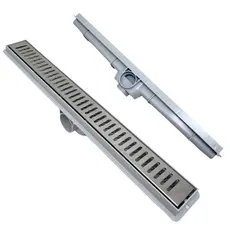 Ralo Linear Sifonado 5x50cm Com Grelha Em Aço Inox Aberta Polida