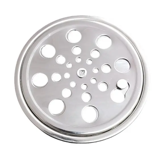 Ralo Grelha Tampa Aço Inox Polido Redondo 15x15 Anti Insetos Com Aro De Fixação Caixilho