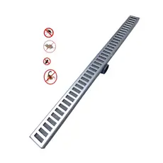 Ralo Linear Sifonado 5x70cm Anti Insetos Com Grelha Em Alumínio Para Banheiros cinza