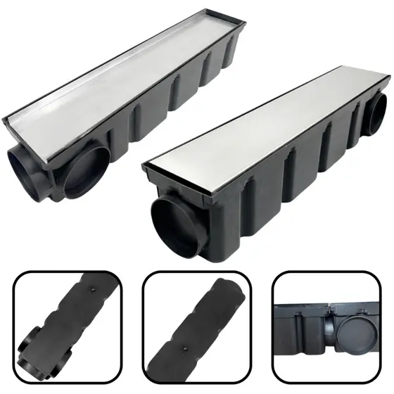 Ralo 10x50 Inox Cola Piso com Coletor Modular Preto + Tela Anti Insetos