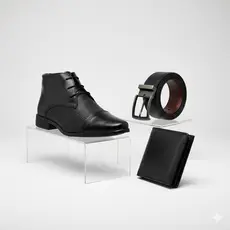 Kit Bota Social Masculina Com Cinto e Carteira Cano Médio Cor Preto ou Marrom Coturno Elegante Festa Casamento Oxford