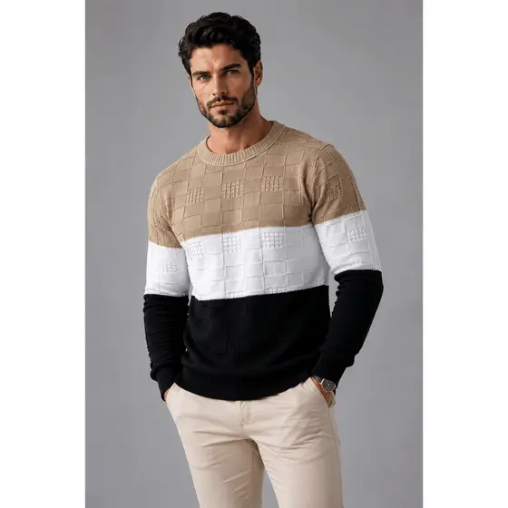 Suéter Masculino Tricô Premium Gola Redonda Casual Elegante Blusa de Frio Masculina