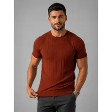 Camiseta Masculina Tricot Linha Premium Camisa Masculina Canelada Roupa Masculina Casual Elegante