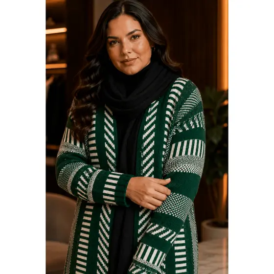Casaco Feminino Mousse Tricô Alongado Blusa de Frio Feminina Grande Cardigan
