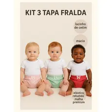 Kit 3 Tapa Fralda Bebe Suedine 100% Algodão Cor Sortida Menino Menina Verão Conforto Qualidade Tamanhos P ao 3