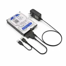Cabo Sata USB 2.0 / 3.0 Dual + Fonte De Energia P4 12V 3A HDD Desktop SSD 2.5 e 3.5 até 2TB