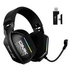 Headset Gamer RGB Sem Fio Wireless 2.4GHz Bluetooth 5.3 Wired USB -C Microfone Para PS5 PC e Celular
