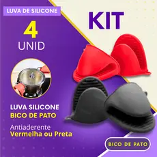 Luva Termica Kit 2 ou 4 Pçs de Silicone Bico de Pato Antiderrapante Pegador Panela Quente Cozinha