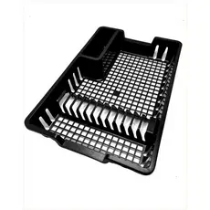 Escorredor de Louça 12 Pratos Cozinha Plástico Preto, Louca, Copos, Talheres Pia, Arqplast