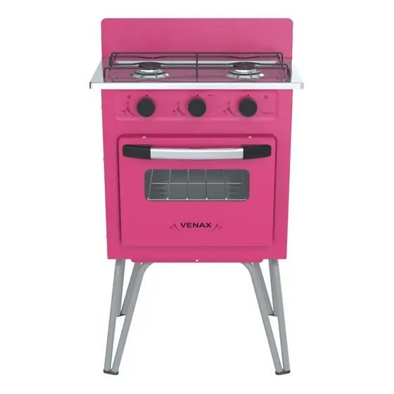 Fogão Portátil 2 Bocas Venax Gemini Vetrô a Gas Rosa