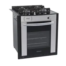 Fogão de Embutir Venax Gaudi Prisma Vitreo Bl 4 Bocas Gas Glp Inox