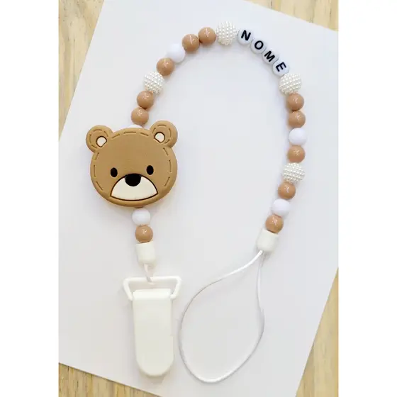 Prendedor de chupeta Urso personalizado (nomes com até 10 letras)