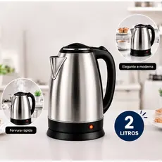 Chaleira Eletrica Inox 2 Litros Desligamento Automatico 110w 220w