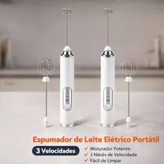 Kit 2 Mixer Batedor Misturador Nov Elétrico 2 em 1: Perfeito para Bebidas Leite, Café e Clara de Ovo
