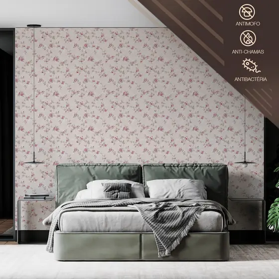 Papel de Parede Floral Quartos e Salas - Delicado Facil de Aplicar