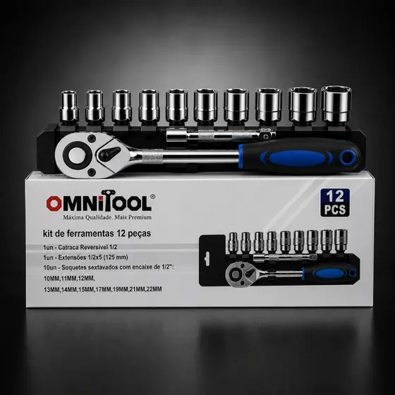 Jogo Soquetes 12 Peças 10 A 22mm Kit De Ferramentas Completo