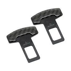 Par Fivela de cinto de seguranca lingueta anti alarme universal preto com emblema resinado
