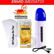 Kit Aquecedor Cera Roll On + Cera Depilatória + Papel Removedor N 5