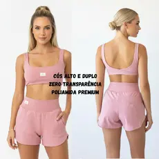 Conjunto Fitness Feminino Short Larguinho + Top Academia Roupa de Treino Moda Fitness