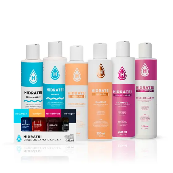 Kit Rotina Completa Cronograma Capilar Hidratei Hidratação Nutrição Reconstrução Antifrizz