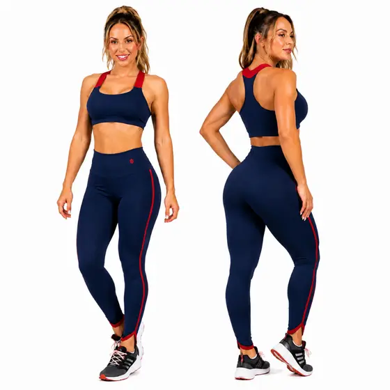 Conjunto Fitness Viés Top e Legging Zero Transparência