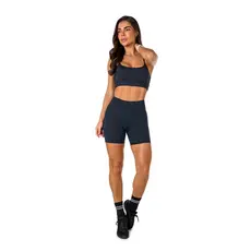 Conjunto Fitness Bermuda Básica em Poliamida Preta Academia Zero Transparência