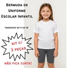 Kit c/3 Shorts Bermuda escolar infantil e juvenil  do 4 ao 16 suplex costura reforçada e cós alto