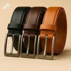 Kit 3 Cintos Masculinos 120cm – Preto Café Caramelo • Social Casual Jeans • Couro Sintético Resistente Ajustável