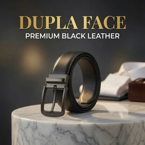 Cinto Masculino Dupla Face 2 em1 Social Casual Ajustável Fivela Giratória Elegante Premium Resistente Presente Masculino