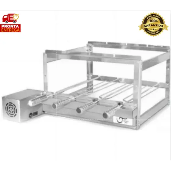 Churrasqueira Gira Grill Elétrica 4 Espetos 100% Inox Bivolt