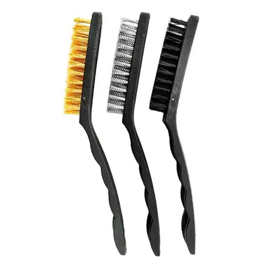 ESCOVAS  de Aço Multiuso Kit 3 Peças - Material Aço - Latão - Nylon (6 UNIDADES)
