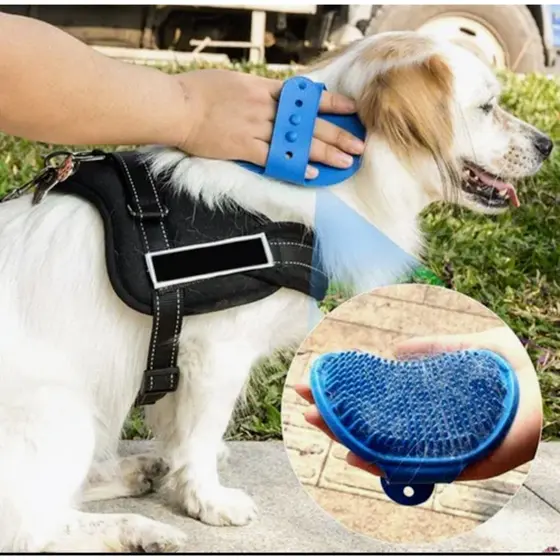 Escova Pet Silicone Massageadora Remove Pelos Cães Gatos Fácil Limpeza
