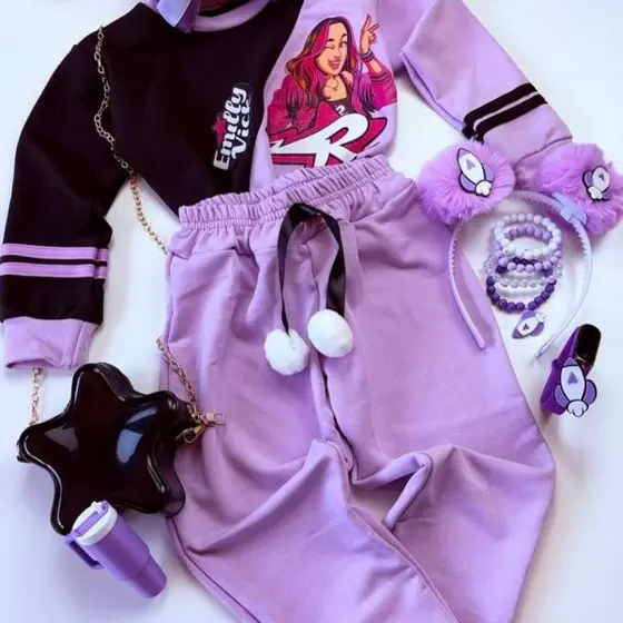 Conjunto manga longa meia estação Emily vick