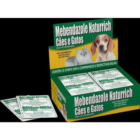Mebendazole Remédio De Vermes Vermífugo Em Comprimidos Para Cães E Gatos. Adultos E Filhotes.