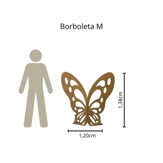 Borboleta media mdf cru dobrável para decoração festa