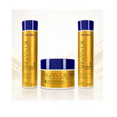 Kit Argan Shine Blue Shampoo Condicionador Máscara