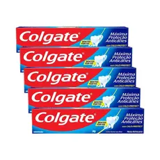 Kit com 5 Cremes Dental Colgate Máxima Proteção Anticáries Tamanho Família 180g 